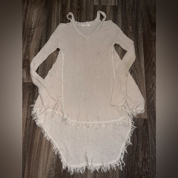 Elan Tunic Distressed Knit High Low Sweater - Picture 7 of 13